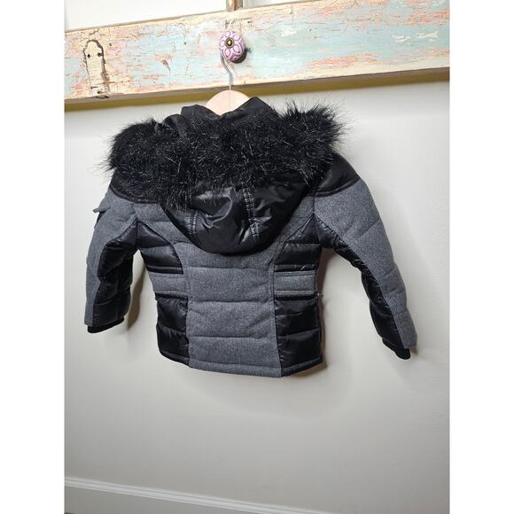 Coogi Gray/Black Wool Blend Hooded Girls Peacoat size 4 - Picture 8 of 13